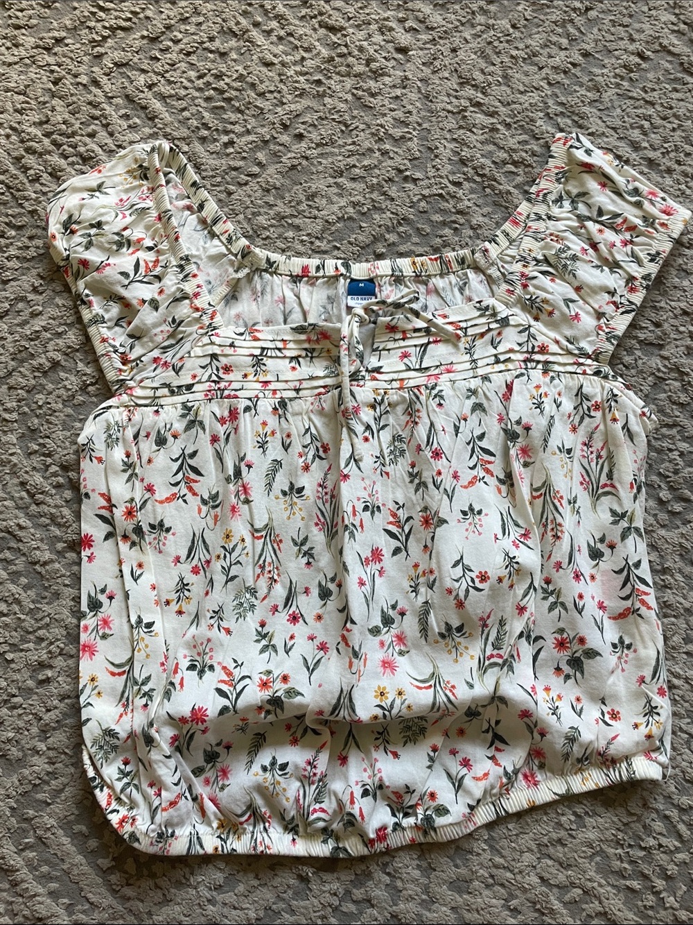 Old Navy Cream Floral Square-Neck Blouse